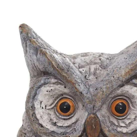 17" Gray Stone Country Owl Garden Sculpture {5}