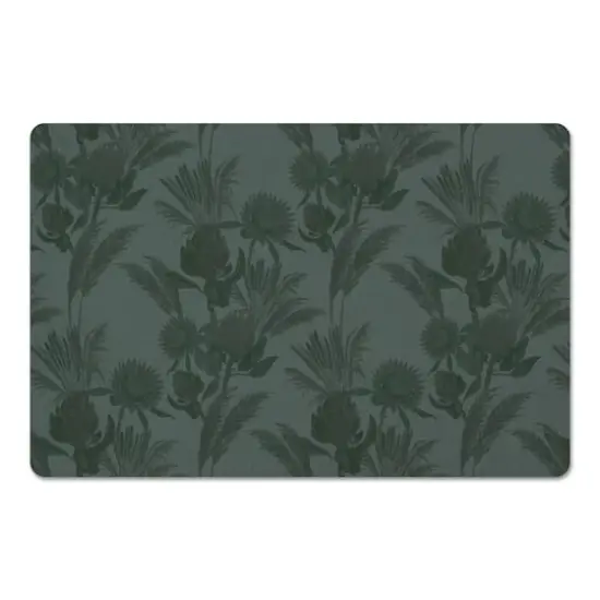 Tonal Protea Blooms Floor Mat Emerald Tones {1}