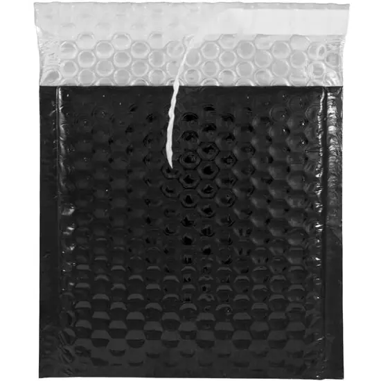 JAM Paper 6" x 6.5" Bubble Padded Mailer with Self Adhesive Closure, 12ct. Black Metallic {4}
