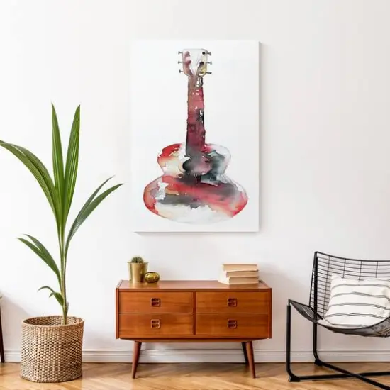 Watercolor Guitar 24" x 36" Canvas Wall Art {5}