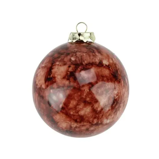 4ct Marbled Sienna Brown Shatterproof Ball Ornaments {1}
