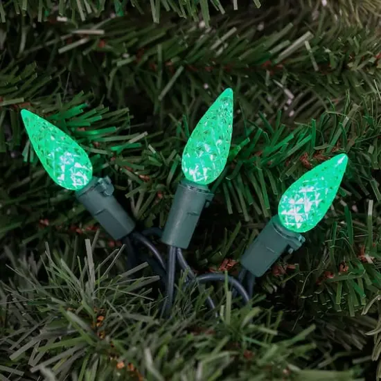 70ct. LED Faceted C6 Christmas String Lights Green {4}