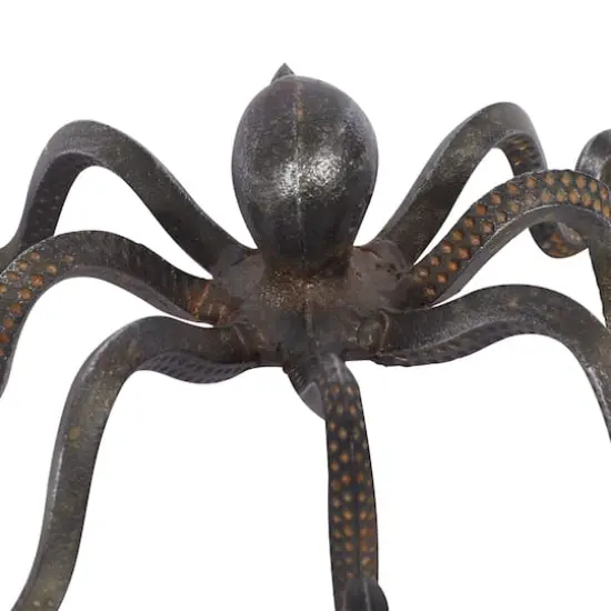 12" Black Metal Coastal Octopus Sculpture {3}