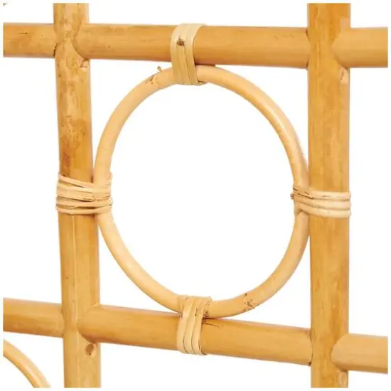 71" Brown Rattan Geometric Handmade Woven Geometric 3 Panel Room Divider {6}