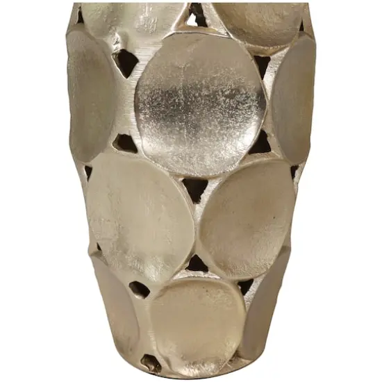 Gold Aluminum Geometric Open Framed Vase with Circular Plates Set {7}