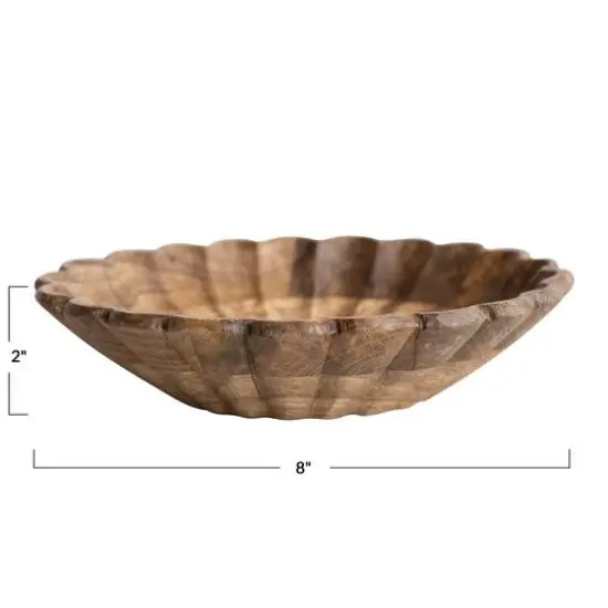 Hello Honey® 8" Natural Boho Carved Wood Bowl with Scalloped Edge {7}