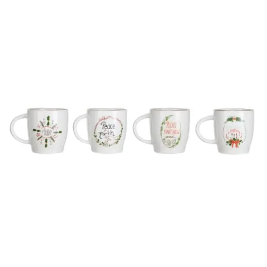 Hello Honey&reg; 4" Multicolor Holiday Round Hand-Painted Stoneware Mug Set {1}