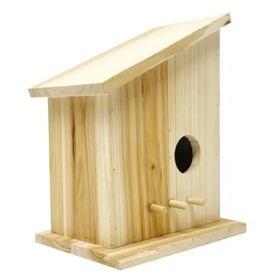 8" Unfinished Wood Modern Side Angle Birdhouse {5}