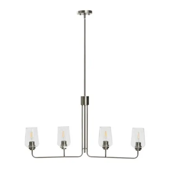 Hello Honey&reg; Robert Stevenson Lighting Holden Metal & Glass 4-Light Linear Chandelier Antique Nickel {7}