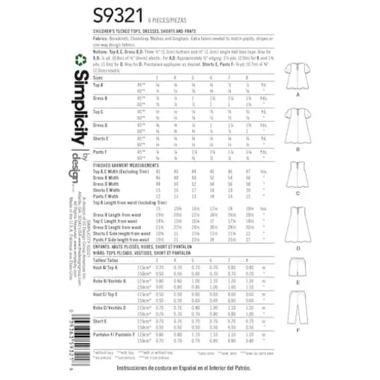 Simplicity&reg; Pattern CS9321 (3-4-5-6-7-8) {4}