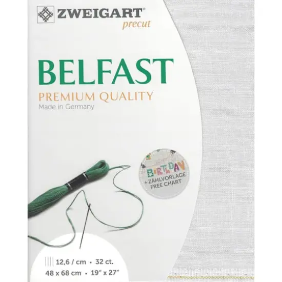 Zweigart&reg; Precut Belfast 32 Count Canvas, 19" x 27" Pearl {1}