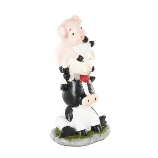 14" Multicolor Farm Animals Stacked Decorative Sculpture {9}