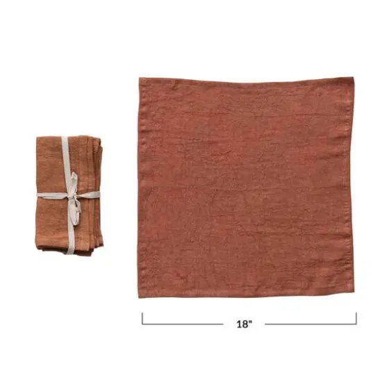Hello Honey&reg; 18" Square Stonewashed Linen Dinner Napkins, 4ct. Rust {5}