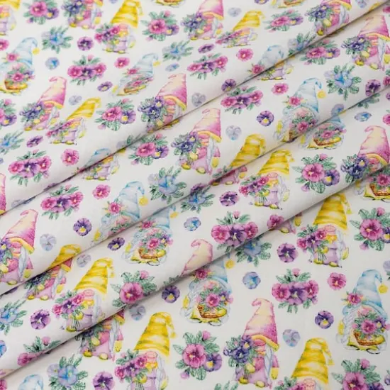 SINGER Gnomes & Morning Glory Cotton Fabric {1}