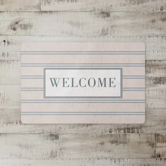 Welcome Stripe Floor Mat Blue/Blush {3}