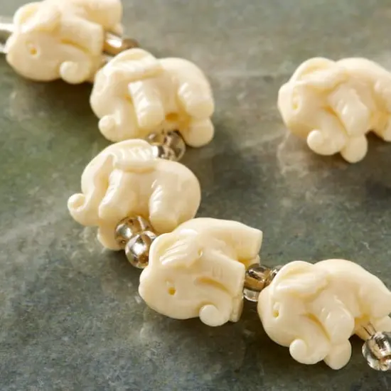 White Reconstituted Stone Elephant Beads, 15mm by Bead Landing&trade; {3}