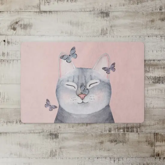 18" x 27" Cat with Butterflies Floor Mat {3}