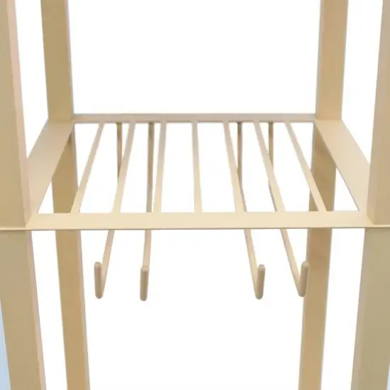 Simple Designs&trade; Floor Lamp Storage Shelf and Wine Rack with Linen Shade Tan {12}