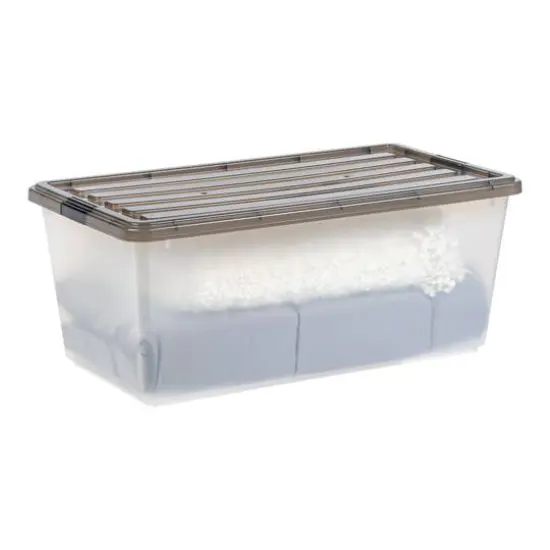 Iris® 91qt. Clear View Plastic Storage Bins with Gray Latching Buckle Lids, 4ct. {8}
