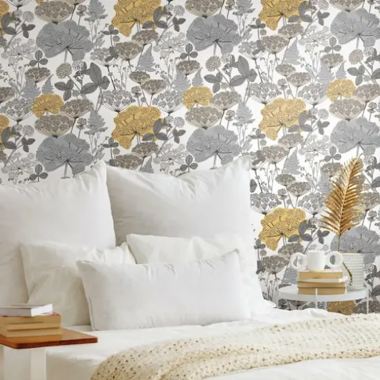 RoomMates Niittypolku Peel & Stick Wallpaper Yellow/Gray {5}