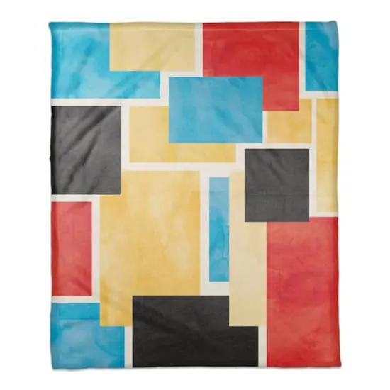 Colorful Primary Abstract II 50" x 60" Coral Fleece Blanket {1}
