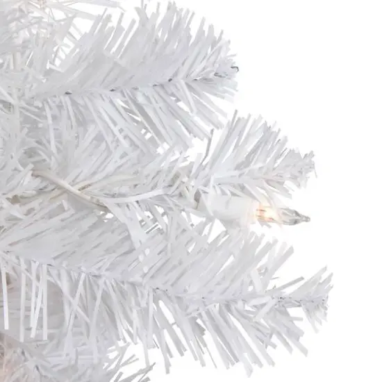18" Pre-Lit Medium Snow White Artificial Christmas Tree, Clear Lights {7}