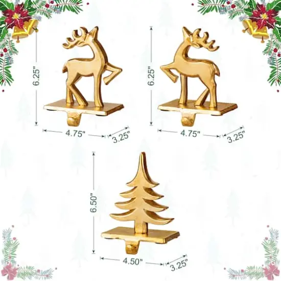 Glitzhome&reg; Christmas Resin Tree and Reindeer Stocking Holder Set {9}