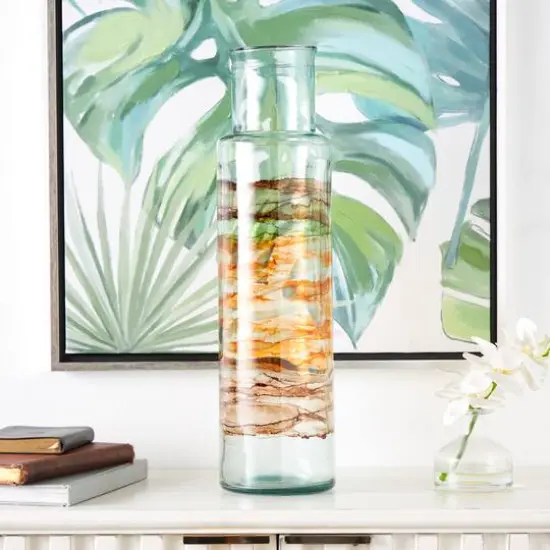22" Multicolor Swirl Glass Cylinder Vase {10}
