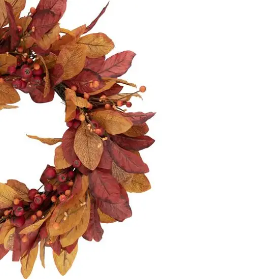 24" Berries with Leaves Artificial Fall Harvest Twig Wreath {4}