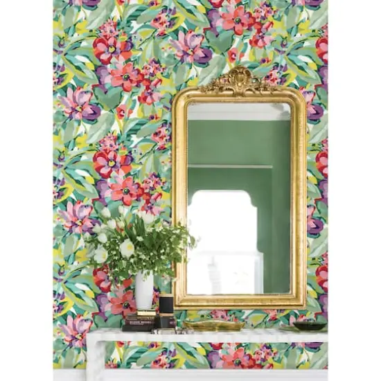 Caroline et Bettina Multicolor Belles Fleurs Peel & Stick Wallpaper {4}