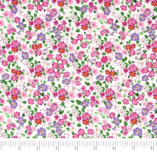SINGER Packed Pink Flowers Cotton Fabric {1}