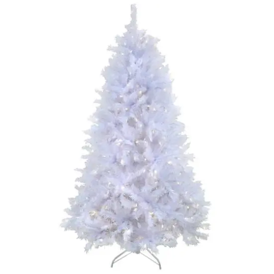 9ft. Pre-Lit White Artificial Christmas Tree, Dual Color&reg; LED Lights {1}
