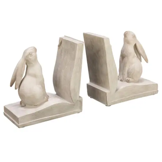 Hello Honey&reg; 6" White Finish Bunny Rabbit Bookends Set {1}
