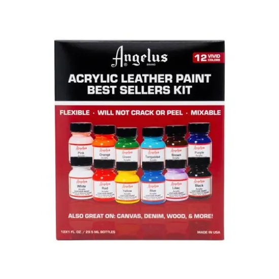 Angelus&reg; Best Sellers 12 Color Acrylic Leather Paint Best Sellers Kit {6}