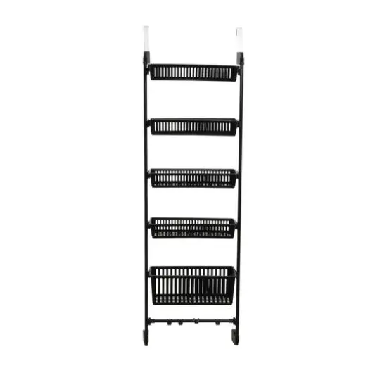 Household Essentials Over the Door Basket Storage Rack Black {9}