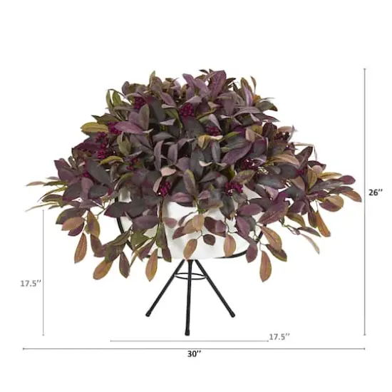 2.5ft. Fall Laurel Leaf with Berries Plant in Planter with Stand {3}