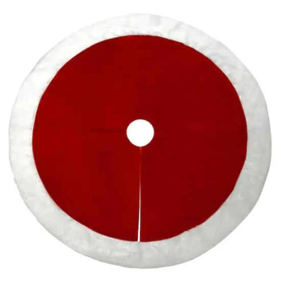 Haute Decor 54" Red & White Velvet Christmas Tree Skirt {1}