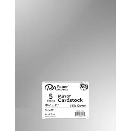PA Paper&trade; Accents 8.5" x 11" Mirror Cardstock, 5 Sheets Silver {1}