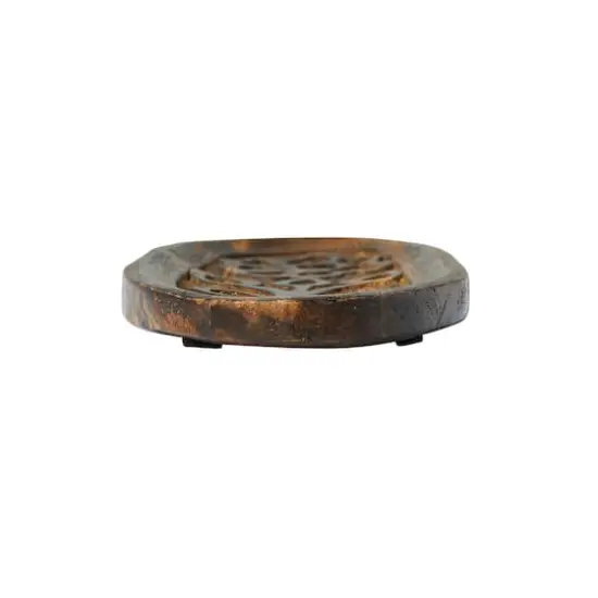 Hello Honey&reg; 15" Natural Boho Decorative Wood Tray with Carved Floral Design {1}