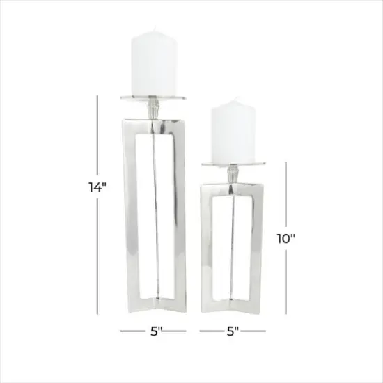 CosmoLiving by Cosmopolitan Silver Contemporary Candle Holder Set {7}