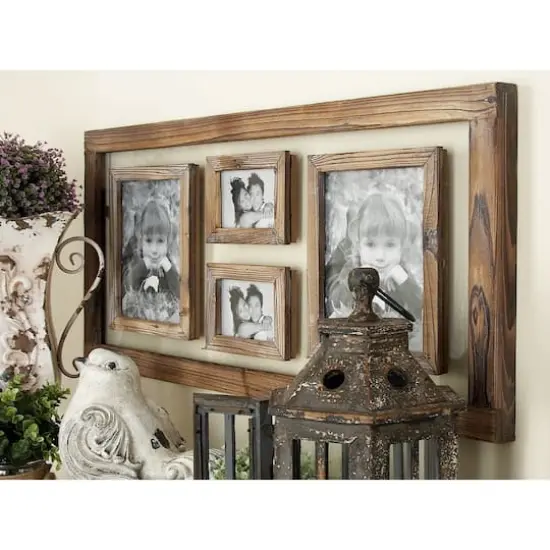 4 Opening Brown Wood Vintage Collage Frame {4}