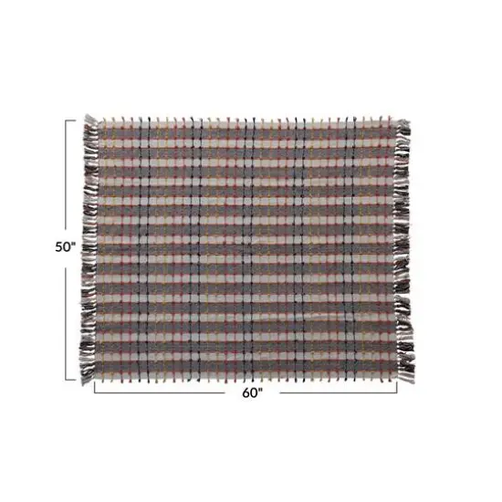 Hello Honey&reg; 60" Multicolor Plaid Woven Cotton Blend Throw Blanket with Knots & Fringe {5}