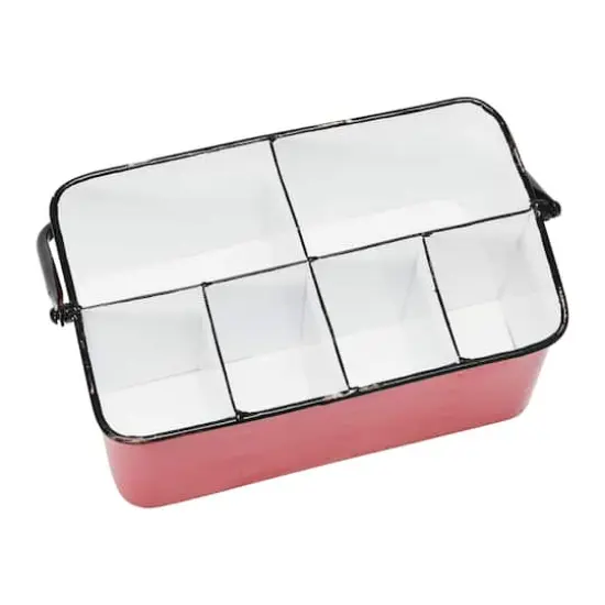 Hello Honey&reg; 6-Compartment Metal Caddy with Handle Red {3}