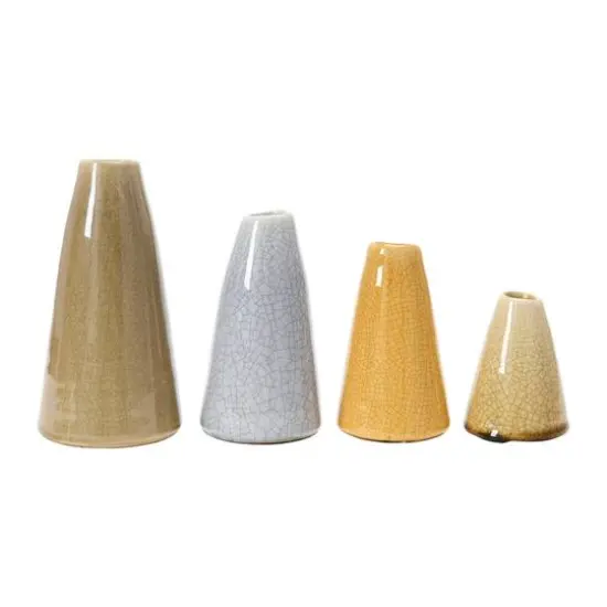 Hello Honey&reg; Decorative Conical Stoneware Vase Set Beige Tone {1}