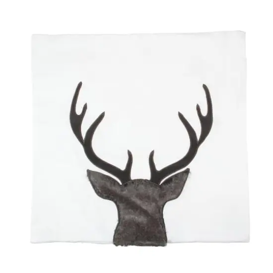 White & Brown Reindeer Throw Pillow Cover {3}