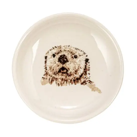 Hello Honey&reg; 3" Cream Round Stoneware Dish Set with Animal Prints {8}