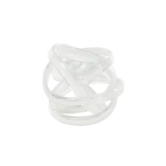 7" White Glass Knot Twisted Sculpture {4}