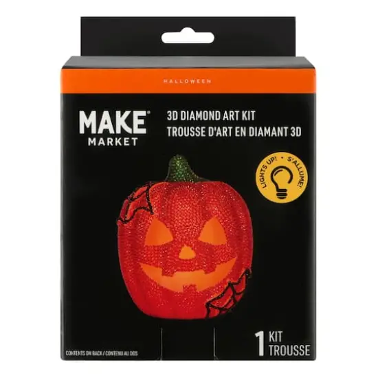 5.5" Jack-O'-Lantern Light-Up 3D Diamond Art Kit by Make Market&reg; {1}