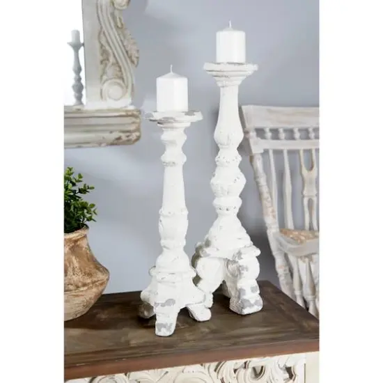 20" White Fiberglass Vintage Candlestick Holder {8}