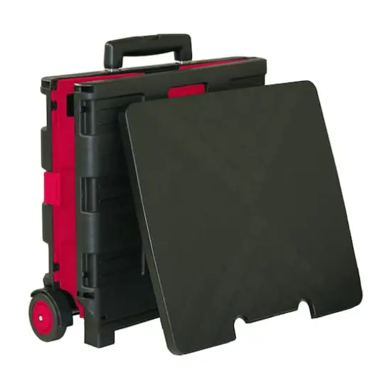 BAZIC&reg; Folding Cart on Wheels with Lid Cover Black & Red {4}